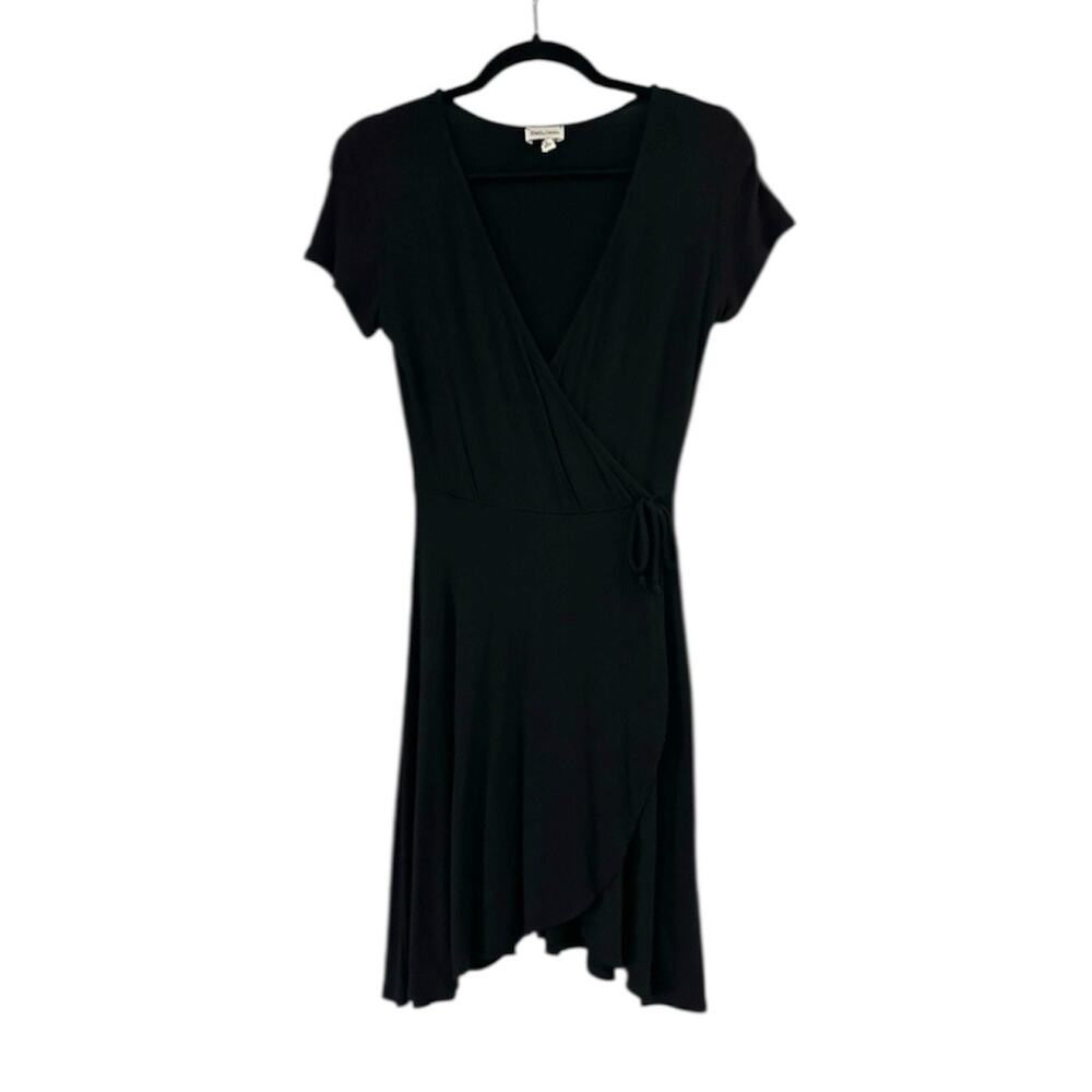 Rolla Coster Black Flowy V-Neck Mini Dress with Bow